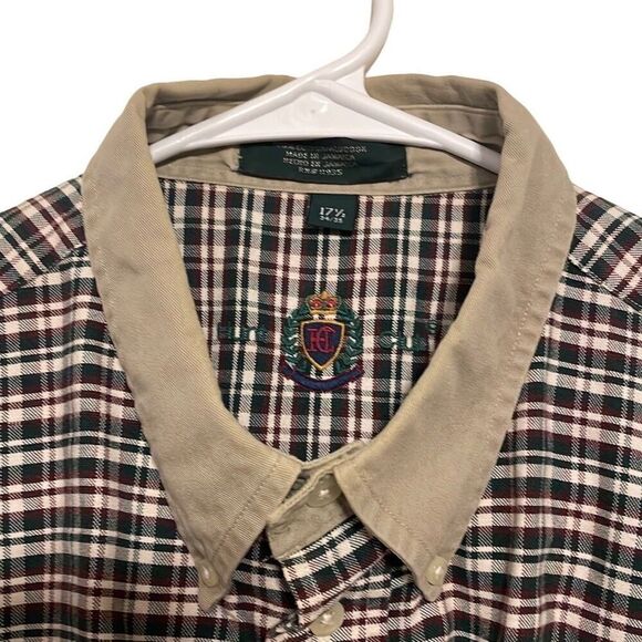 Hunt Club Men's Green Red Checkered Long Sleeve Button Down Cotton Shirts Size 3 - Picture 4 of 5